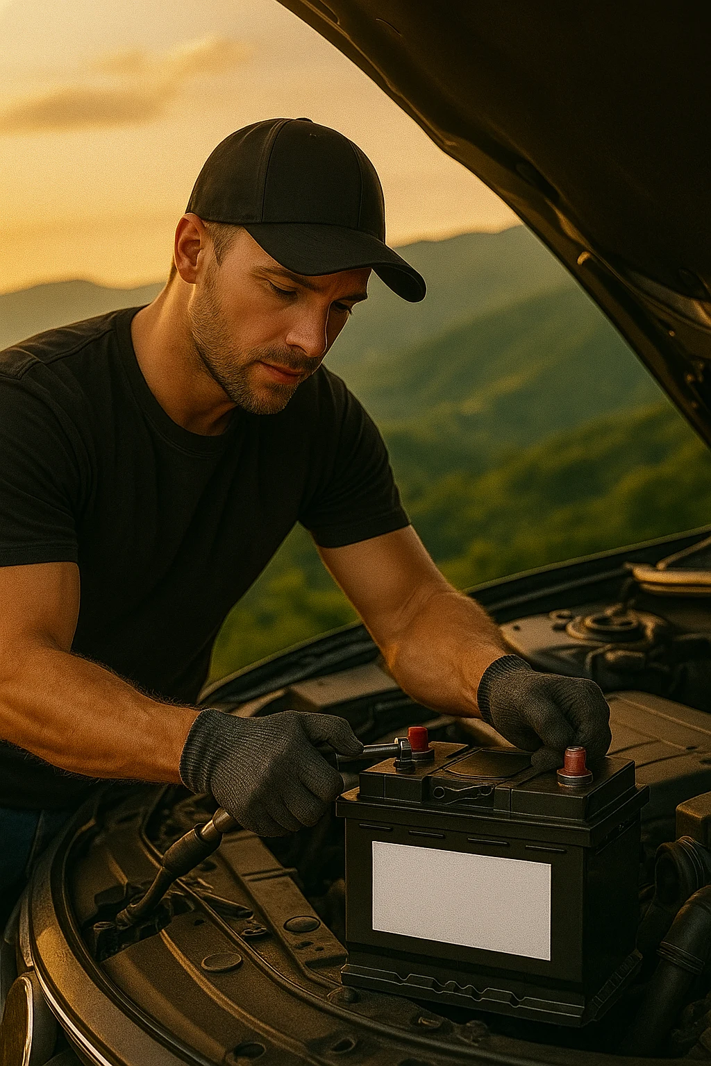 Técnico instalando batería en La Estrella